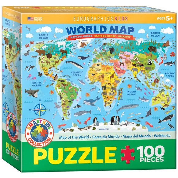 Eurographics Other - New sealed Eurographics 100pcs Puzzle--World Map-Animal